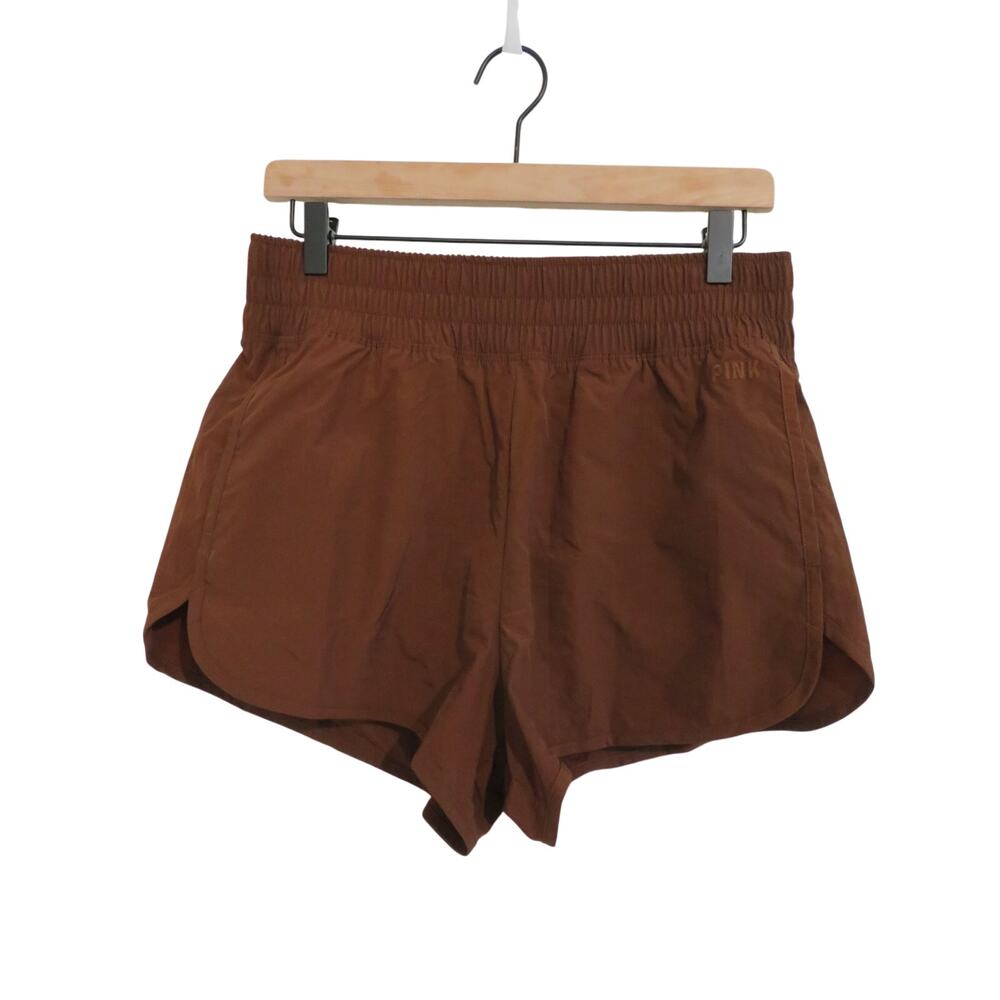 VS Pink Active Women Sz M Brown Shorts Athletic Lounge Workout Stretchy Casual